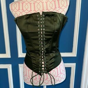 Edikted Lace Up Corset Strapless Olive Green Top - Size XS